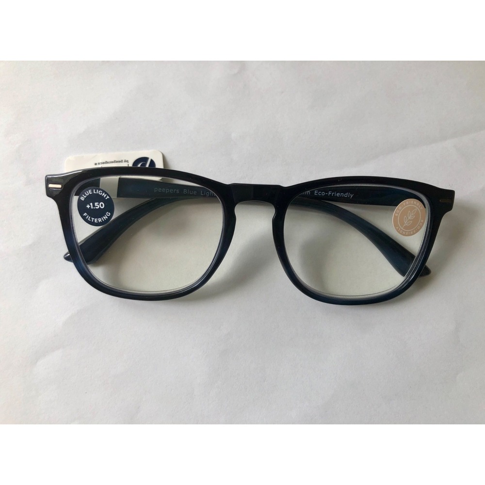 New Navy Domino Peepers Blue Light Block Glasses +1.50